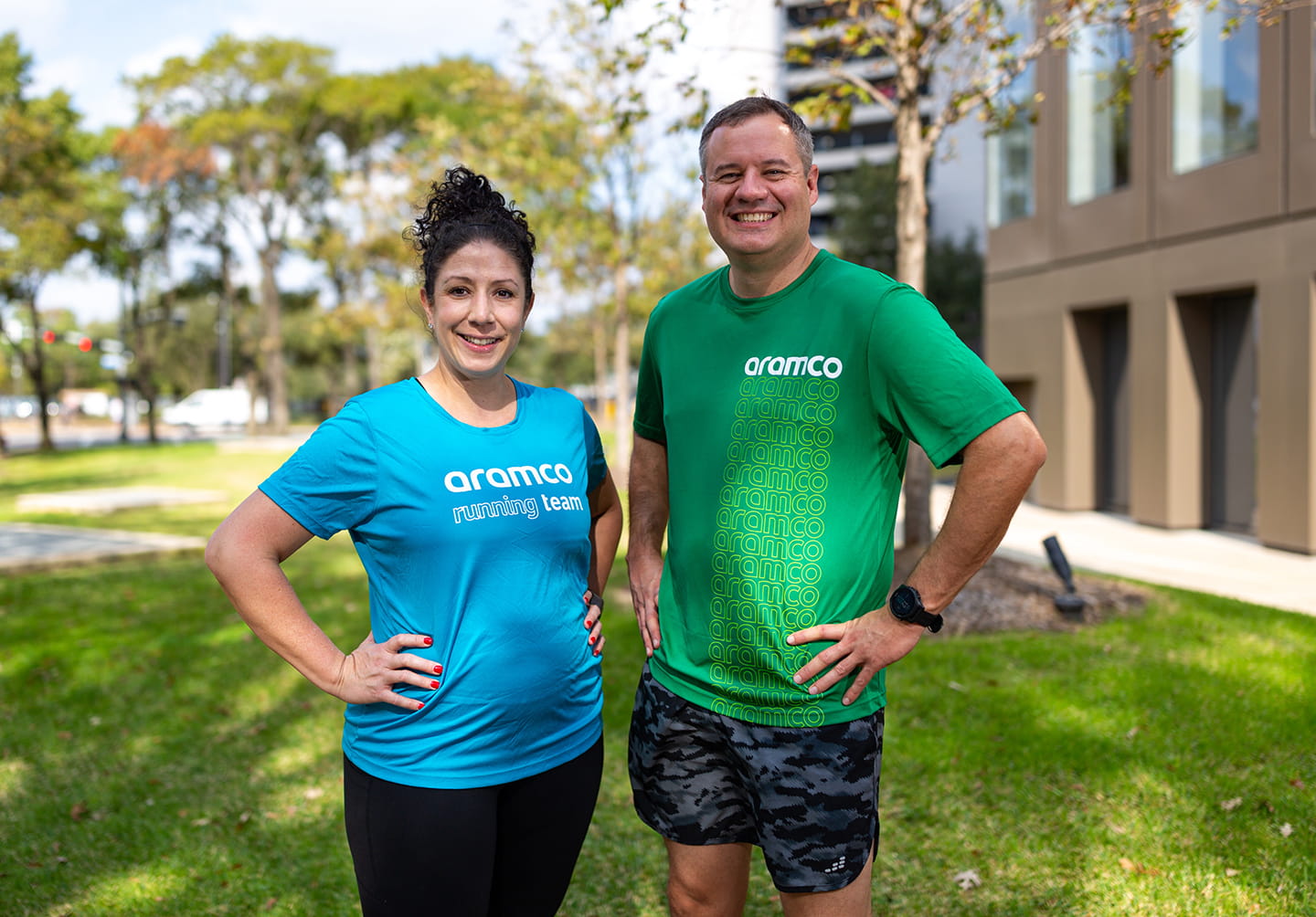 Mariaha Pedder and Jason Lavinder are the 2023 Aramco Americas Running Ambassadors.