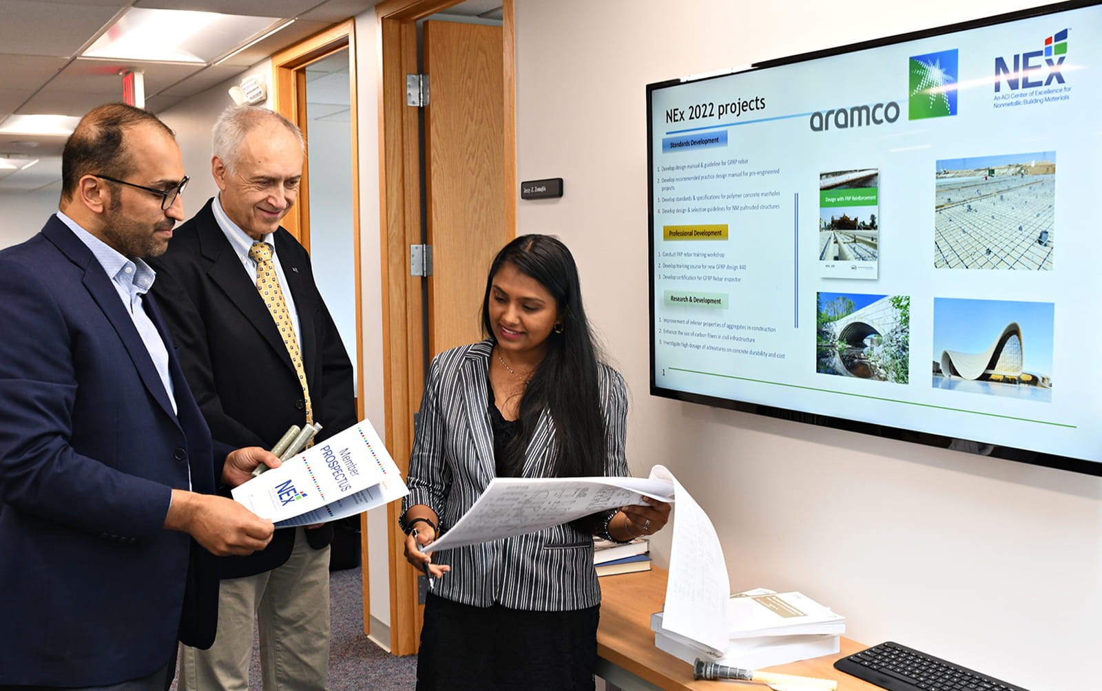 At the headquarters of the American Concrete Institute (ACI), the organization is shaping the future of nonmetallics with Aramco’s support as the founding member of NEx: A Center of Excellence for Nonmetallic Building Materials.