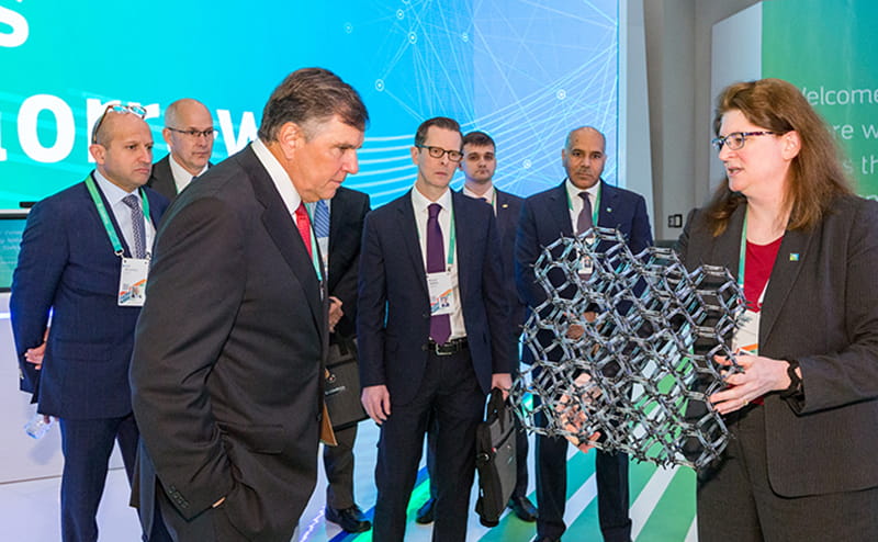 Aramco Boston Research Center Downstream Technology Leader Michele Ostraat and Emerson CEO David Farr