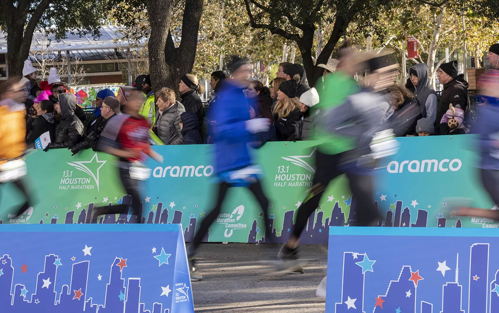 Runners participate in the Aramco Houston Half Marathon.